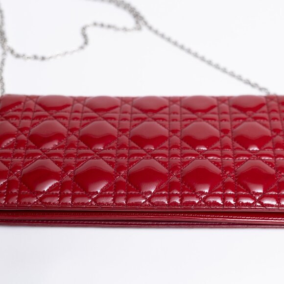 Lady Dior Red Patent Cannage Clutch - Picture 9 of 11